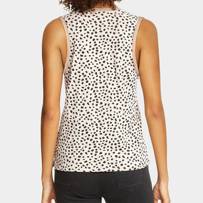 Leopard Print Round Neck Sleeveless Vest For Women myETYN