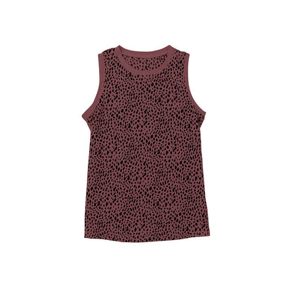 Leopard Print Round Neck Sleeveless Vest For Women myETYN