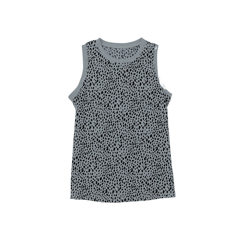 Leopard Print Round Neck Sleeveless Vest For Women myETYN