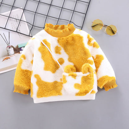 Long-sleeved Warm Sweater With Plush Rabbit Fur For Children And Infants myETYN