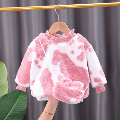 Long-sleeved Warm Sweater With Plush Rabbit Fur For Children And Infants myETYN