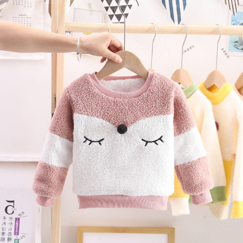 Long-sleeved Warm Sweater With Plush Rabbit Fur For Children And Infants myETYN