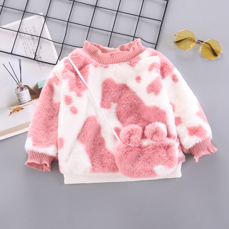 Long-sleeved Warm Sweater With Plush Rabbit Fur For Children And Infants myETYN