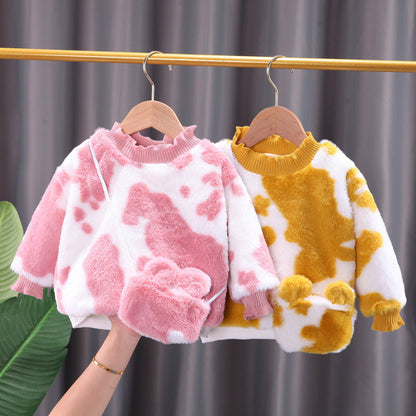 Long-sleeved Warm Sweater With Plush Rabbit Fur For Children And Infants myETYN