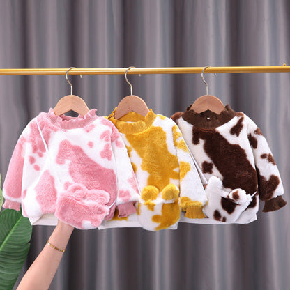 Long-sleeved Warm Sweater With Plush Rabbit Fur For Children And Infants myETYN