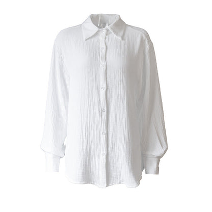 Loose Casual Cotton Long Sleeve Mid-length Shirt myETYN