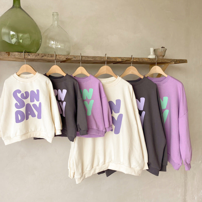 Loose Casual Long-sleeved Terry Sweater With Foreign Letters myETYN