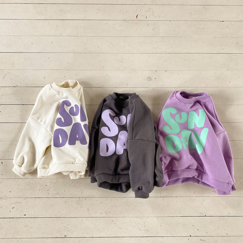 Loose Casual Long-sleeved Terry Sweater With Foreign Letters myETYN