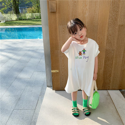 Loose Casual Short Sleeve Top Kids Long T-Shirt myETYN