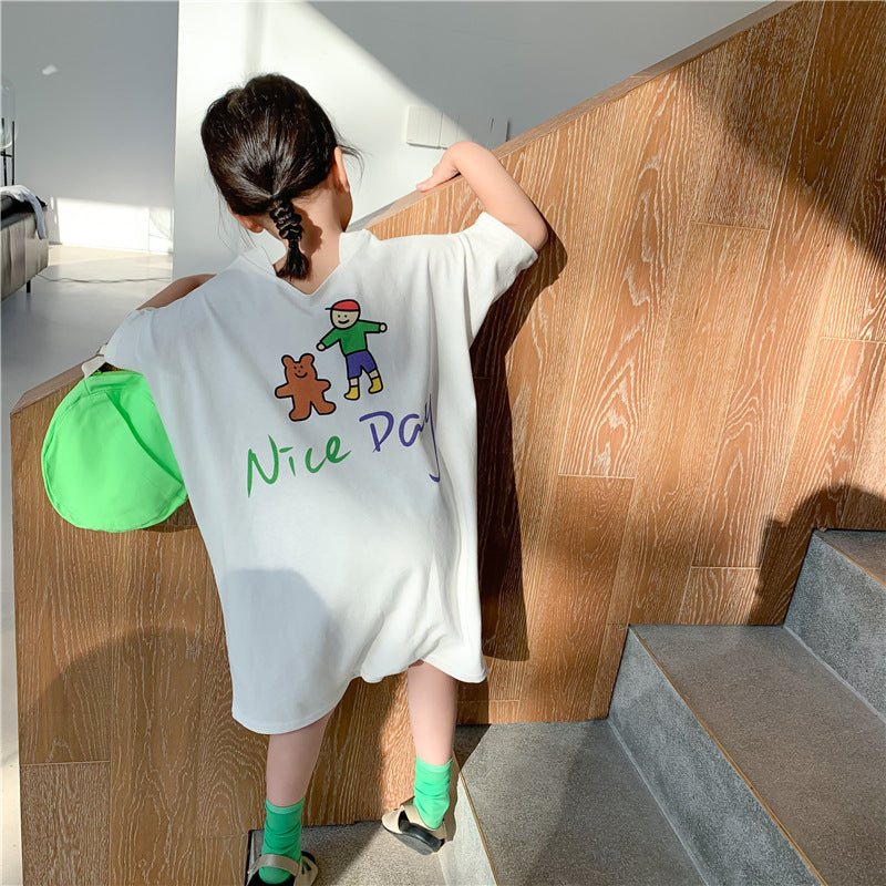 Loose Casual Short Sleeve Top Kids Long T-Shirt myETYN