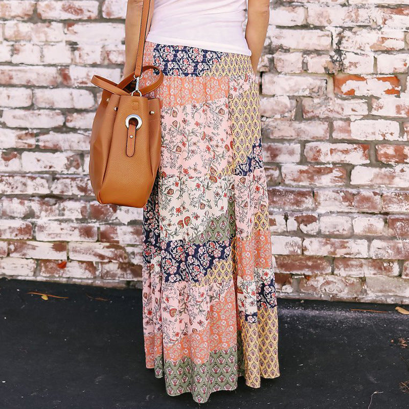 Loose fashion print high waist skirt myETYN