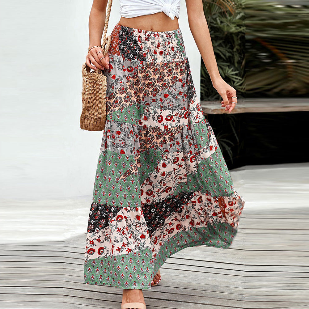 Loose fashion print high waist skirt myETYN