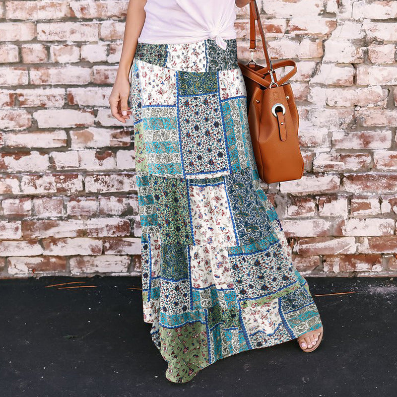 Loose fashion print high waist skirt myETYN