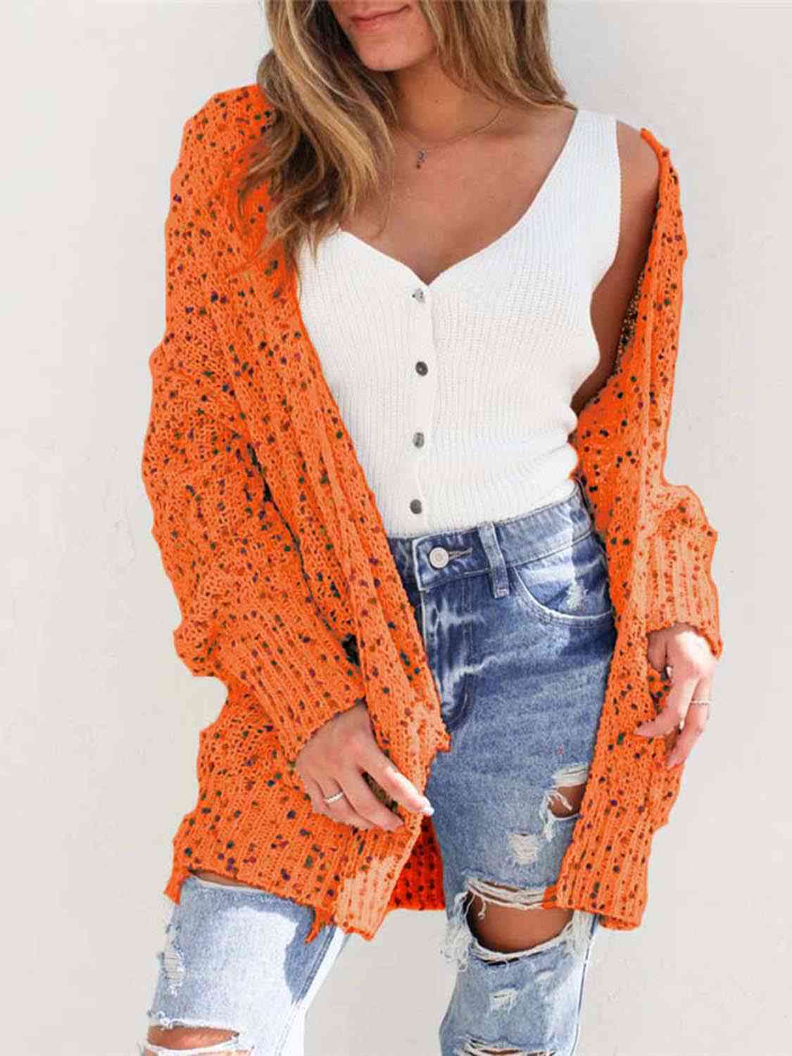 Multicolored Open Front Cardigan myETYN