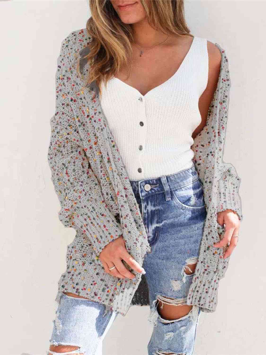 Multicolored Open Front Cardigan myETYN