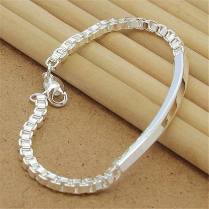 New High-end Women's Mens Fine S925 Sterling Silver Bracelet Fashion Jewelry Gift Men's 10MM Square Beautiful Gem myETYN