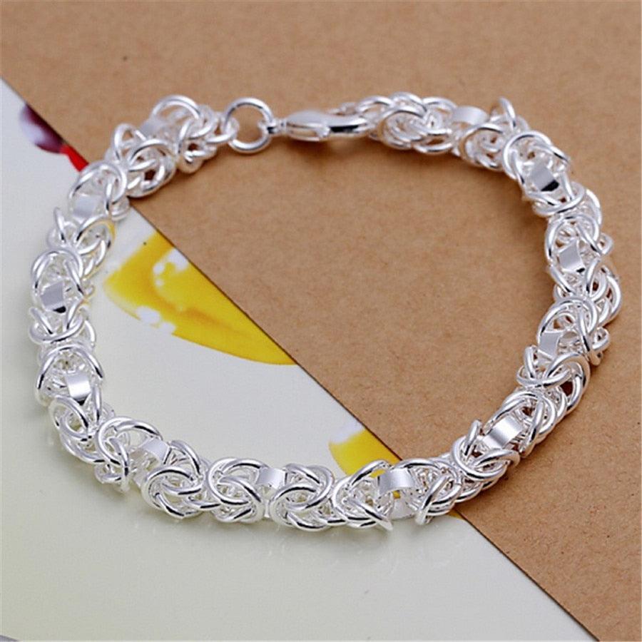 New High-end Women's Mens Fine S925 Sterling Silver Bracelet Fashion Jewelry Gift Men's 10MM Square Beautiful Gem myETYN