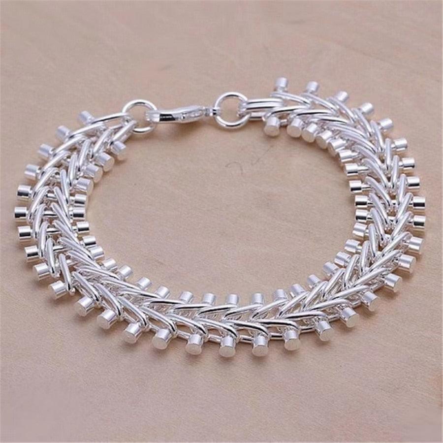 New High-end Women's Mens Fine S925 Sterling Silver Bracelet Fashion Jewelry Gift Men's 10MM Square Beautiful Gem myETYN