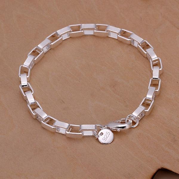 New High-end Women's Mens Fine S925 Sterling Silver Bracelet Fashion Jewelry Gift Men's 10MM Square Beautiful Gem myETYN