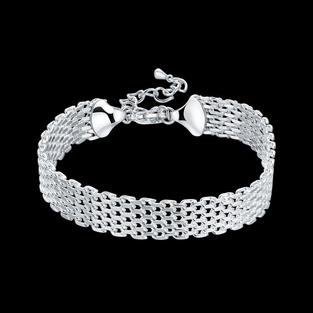 New High-end Women's Mens Fine S925 Sterling Silver Bracelet Fashion Jewelry Gift Men's 10MM Square Beautiful Gem myETYN