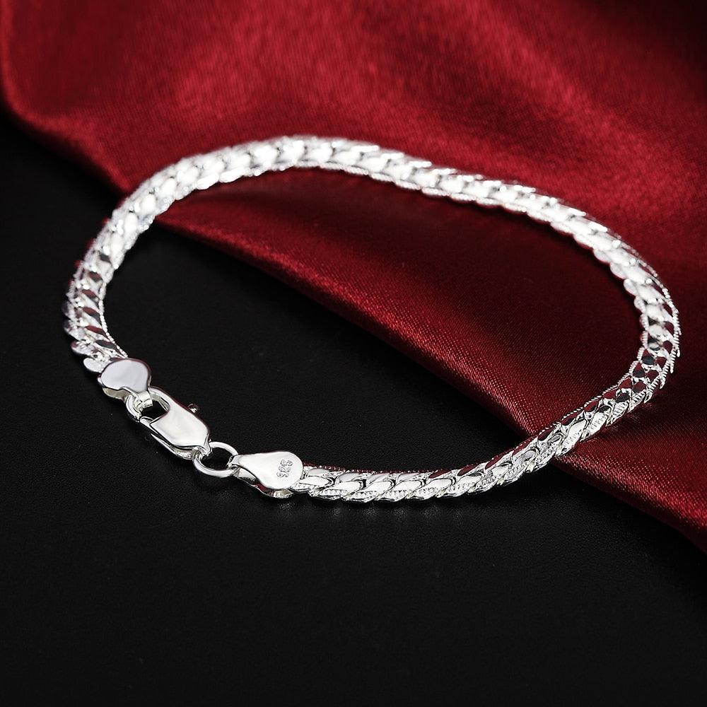 New High-end Women's Mens Fine S925 Sterling Silver Bracelet Fashion Jewelry Gift Men's 10MM Square Beautiful Gem myETYN