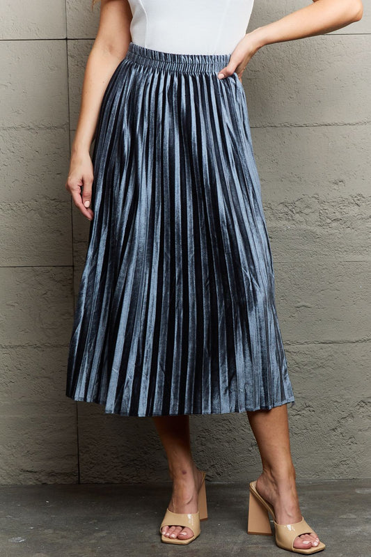 Ninexis Accordion Pleated Flowy Midi Skirt myETYN