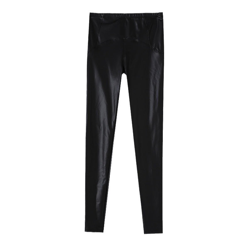 PU Leather Pants Female Fleece-lined Base Plus-sized - myETYN