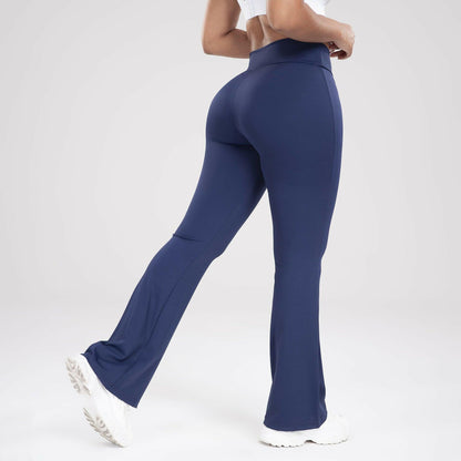 Cross Waist Side Pocket Leisure Sports Bell-bottom Pants Slim Fit Yoga Pants Women - myETYN