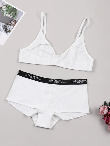 Women Underwear Without Steel Ring Thin Bra Push Up Small Size Sexy French Triangle Cup Seamless High Waist Panties Set - myETYN