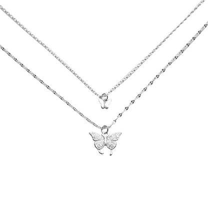 Gold Plated Double Butterfly Pendant Necklace - Delicate Animal Jewelry for Women