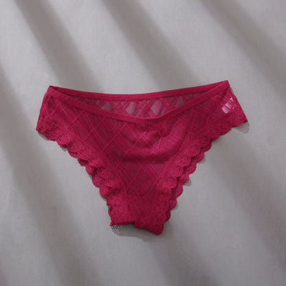 Women Brazilian Panties Mesh Lace Stitching Sexy Girls Briefs Hollow Out Cutout T-Back - myETYN