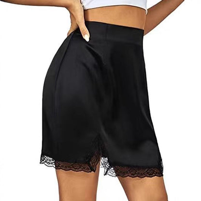 Women Clothing Autumn Black Sexy Lace Edge Skirt