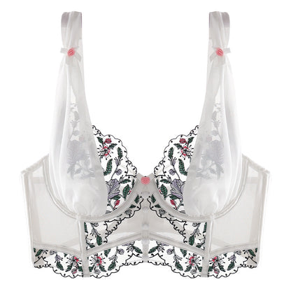 French Sexy Embroidered Underwear Women Boning Corset Corset Thin Full Cup Vest Bra Bra - myETYN