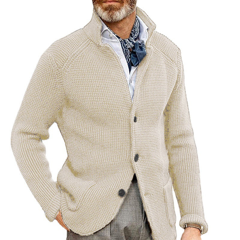 European And American Sweater Men's Slim Stand Collar Knitted - myETYN