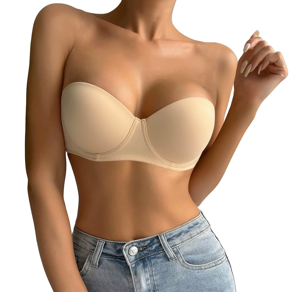 Large Cup Bra Half Cup Strapless Beauty Back Push Up Underwear Non Slip Glossy Surface Without A Scratch Top Support Tube Top Women - myETYN