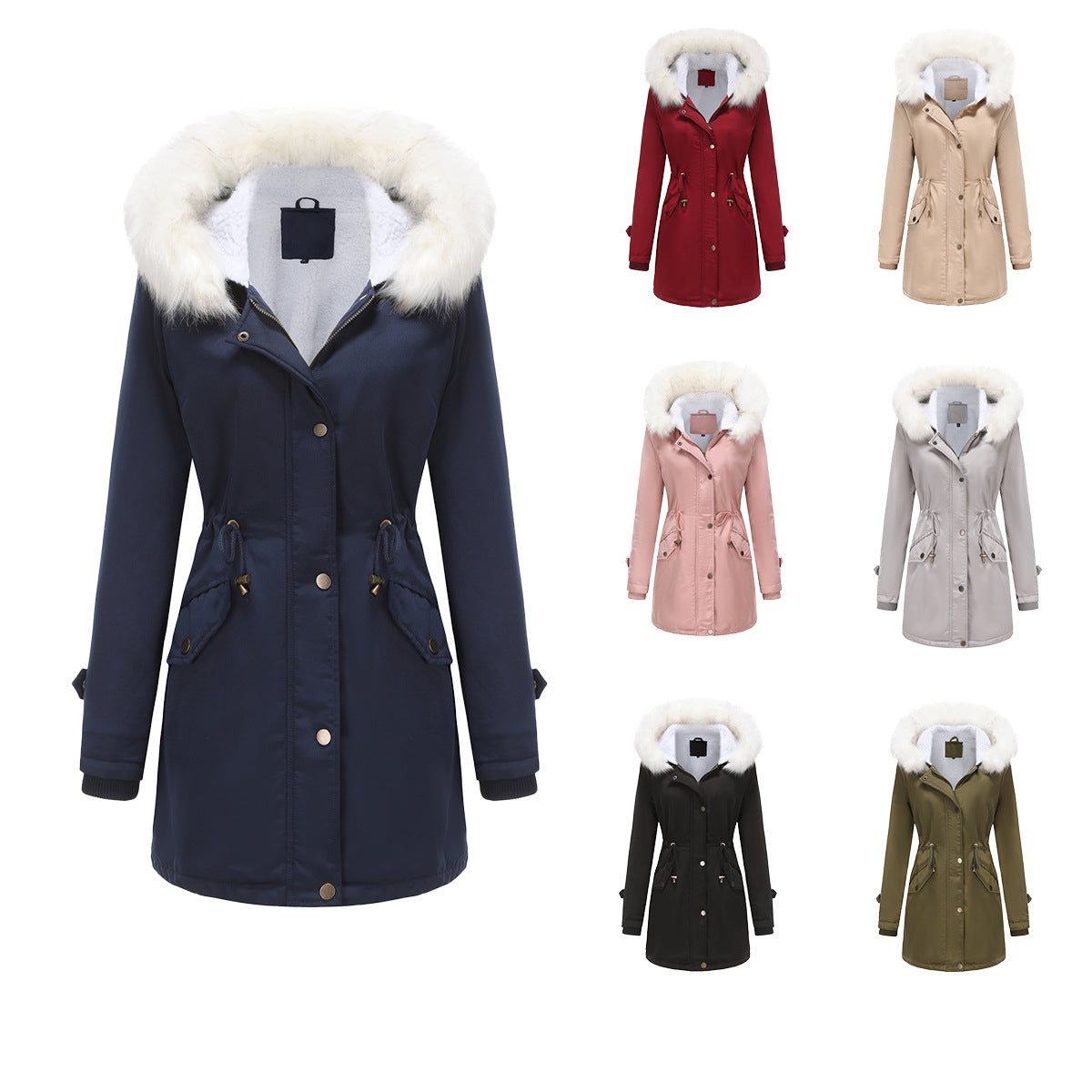 Women's Fashion Detachable Fur Collar Cotton Coat Velvet Coat Cotton-padded Jacket - myETYN