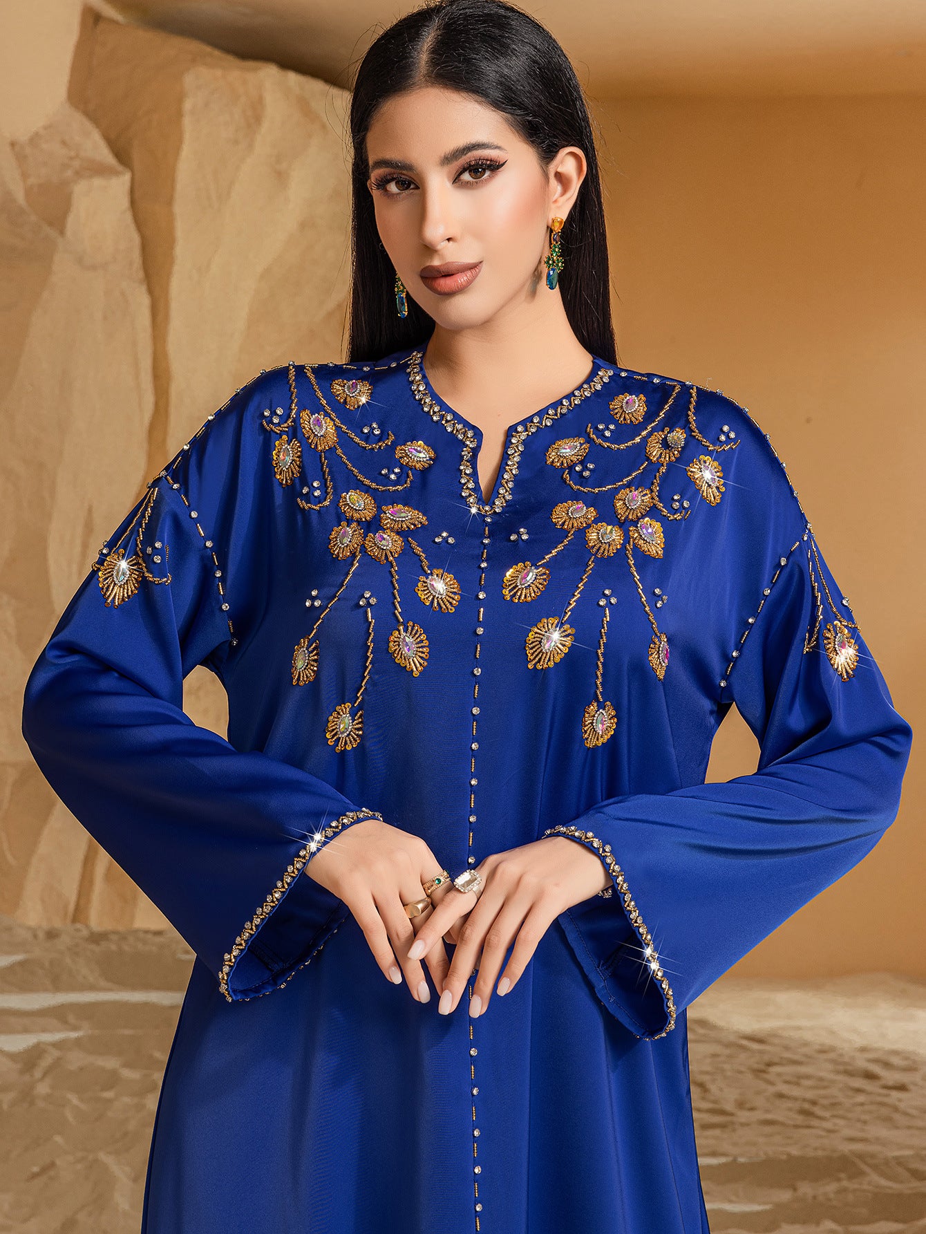 Dream Blue Heavy Industry Saudi Arabia Hand-stitched Diamond Dress