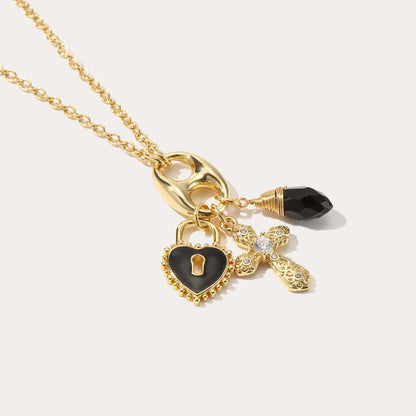 Fashion Jewelry Copper-plated Real Gold Necklace Fashion Design Star And Moon Rhinestone Alloy Necklace