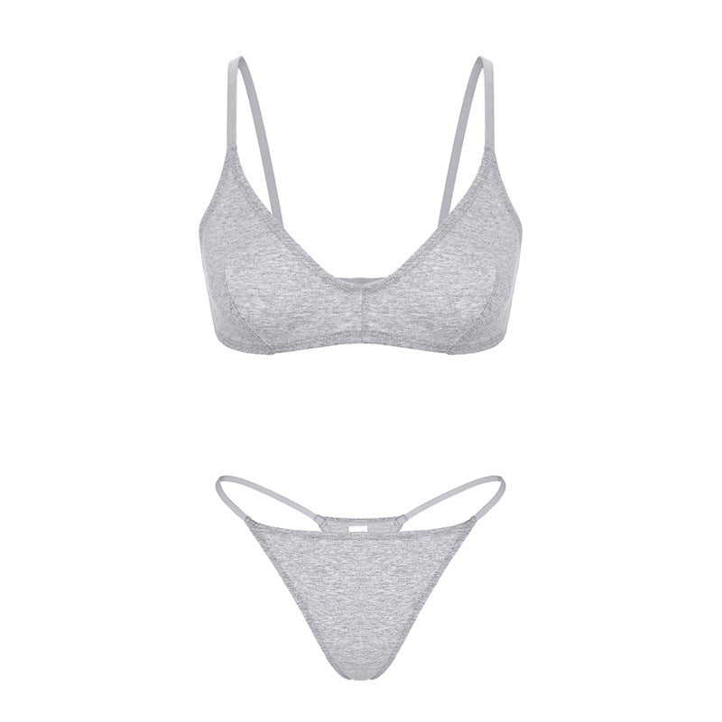 Simple Underwear Women Soft Breathable Underwired Not Empty Cup High Elastic Sports Vest Type Bra Set - myETYN