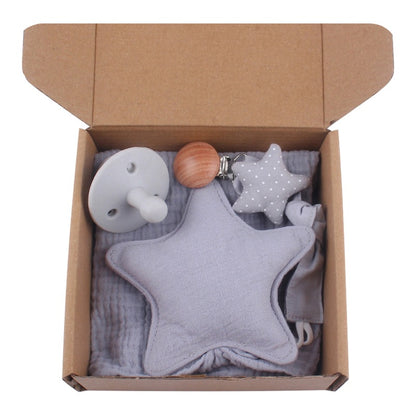 Baby Bath Toy Set Wooden Rattle Infant Babyplay Cotton Comfort Towel Baby Teether Wood Ring Baby Shower Gift