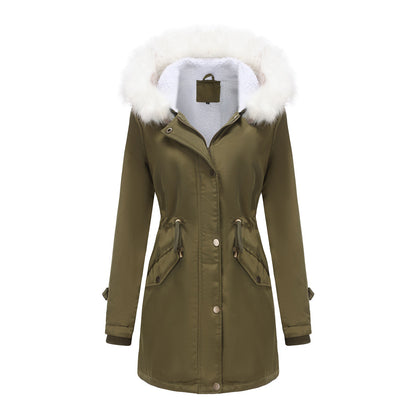 Women's Fashion Detachable Fur Collar Cotton Coat Velvet Coat Cotton-padded Jacket - myETYN