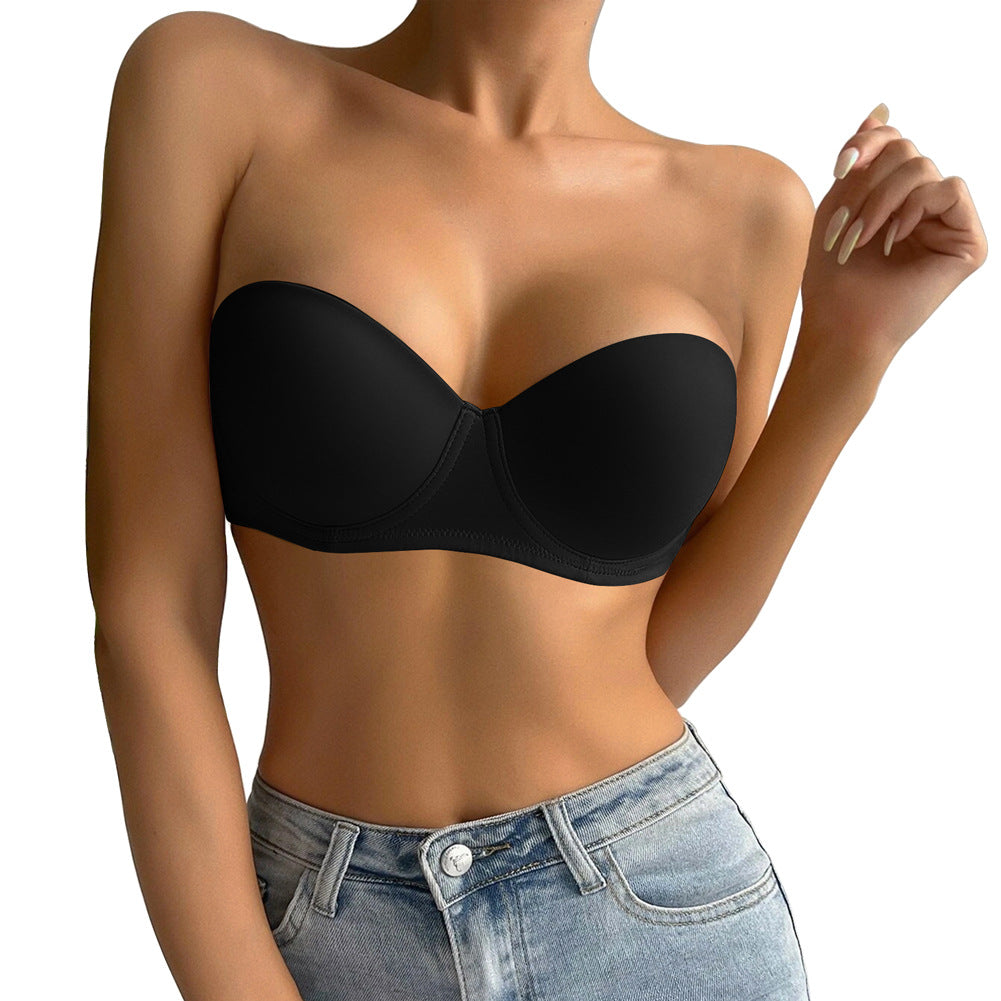 Large Cup Bra Half Cup Strapless Beauty Back Push Up Underwear Non Slip Glossy Surface Without A Scratch Top Support Tube Top Women - myETYN