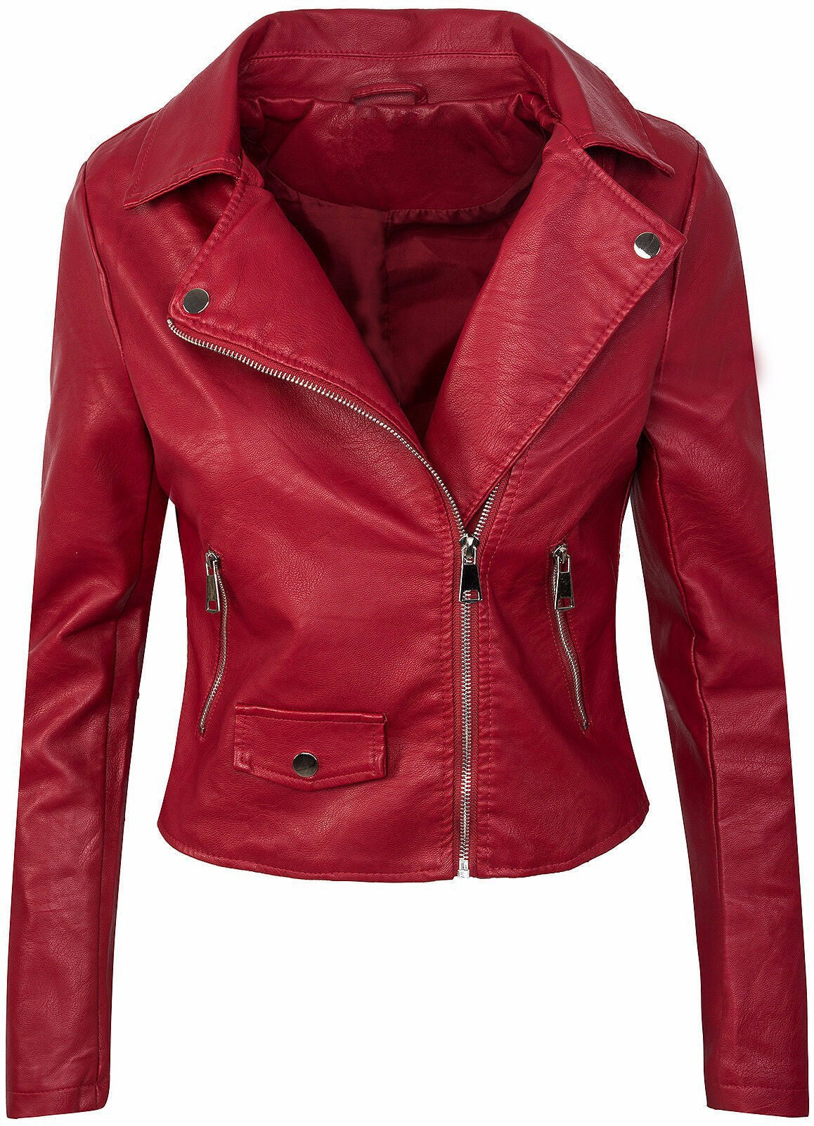 Women's Fall Winter Coat Slim PU Leather Short Zipper Leather Jacket Leather Coat - myETYN