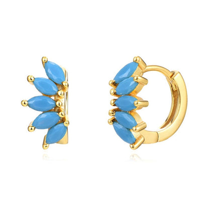 Ins Style Color Zircon All-match Earrings Symmetrical Horse Eye Stone