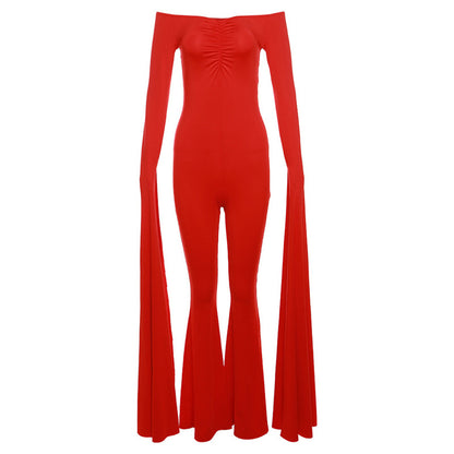 Autumn Winter Women Clothing Design Long Sleeve Sexy off Neck Slim Fit Skinny Jumpsuit