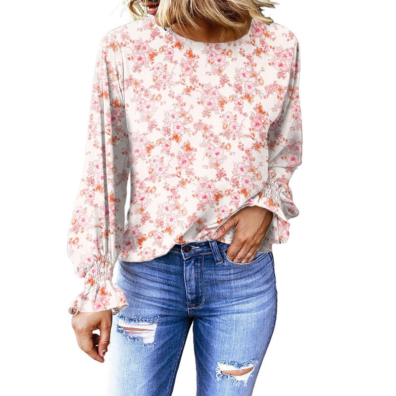 Floral Female Bishop Sleeves Top