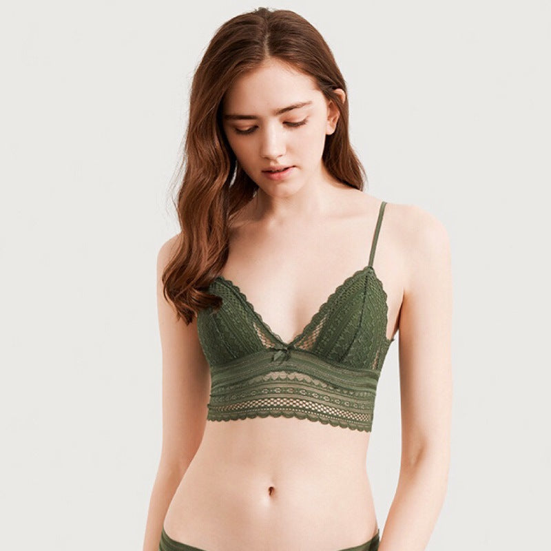 Lace Sexy U Shaped Bare Back Underwear Women Ultra Thin Wireless Triangle Cup Bra