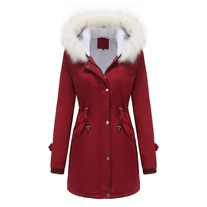 Women's Fashion Detachable Fur Collar Cotton Coat Velvet Coat Cotton-padded Jacket - myETYN