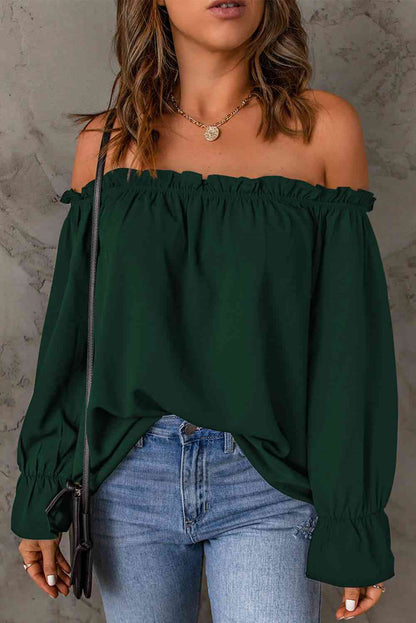 Off-Shoulder Flounce Sleeve Blouse myETYN