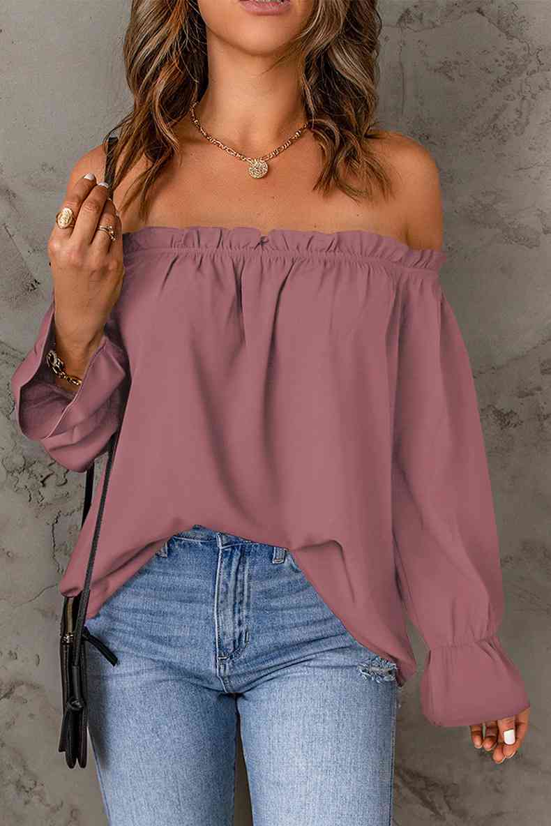 Off-Shoulder Flounce Sleeve Blouse myETYN